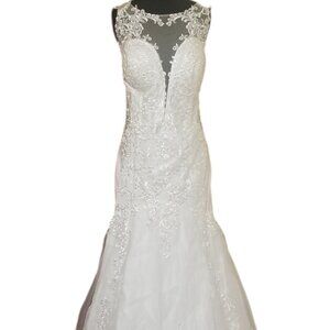 Elegant White Lace Bridal Gown Fit & Flare Mermaid Wedding Dress Plus - Size 18